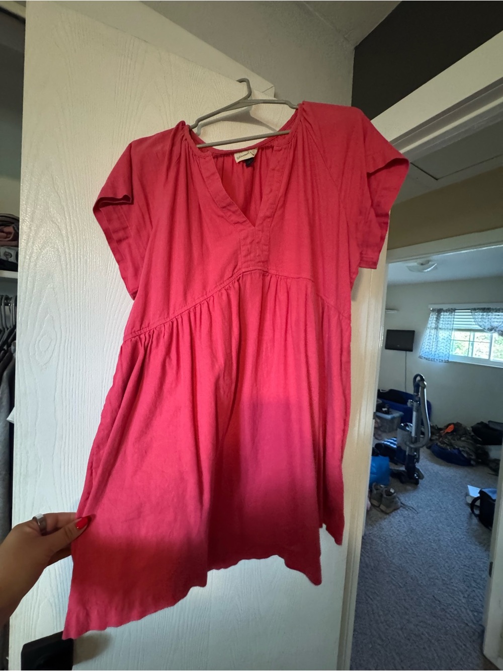 Universal Thread Coral Pink Short Sleeve V-Neck Mini Dress
